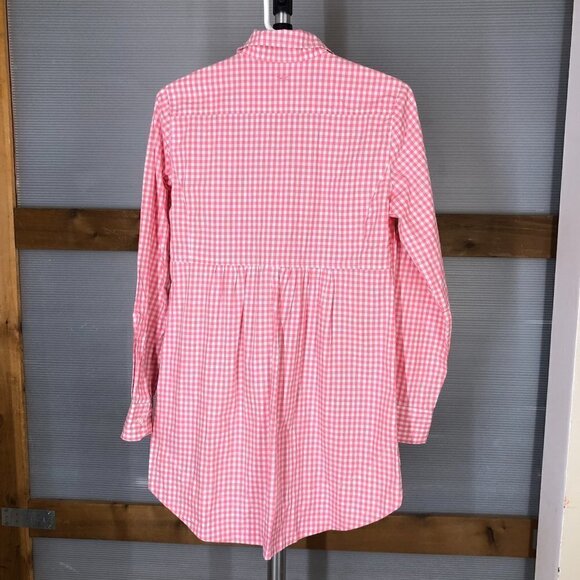 TYLER Boe Sherri Blossom Pink White Gingham Button Down Tunic Longer Blouse Sz 4 - Picture 3 of 11